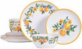 Lemon Dinnerware Set for 4, 12-Piece Melamine Plates and Deep Bowls by molidiki