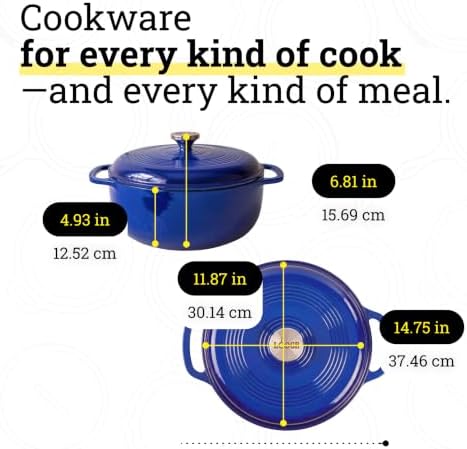 Lodge Essential Enamel Cast Iron Dutch Oven, 7.5 Quart, Indigo - Image 6