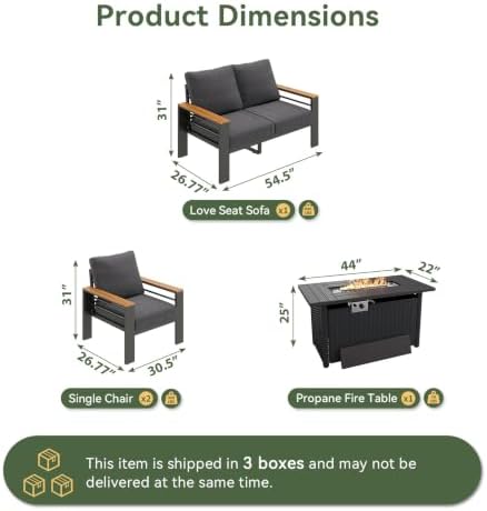 Aoxun Patio Furniture Set, Aluminum Outdoor Furniture with Fire Pit Table - Image 5