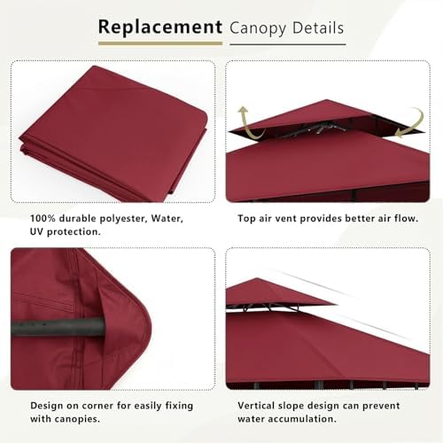 Grill Gazebo Canopy Replacement, 5 x 8 Ft, Red - Image 5