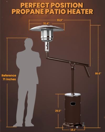 FOOWIN Perfect Position Pyramid Patio Heater,Outdoor Heater with Swivel Arm - Image 2