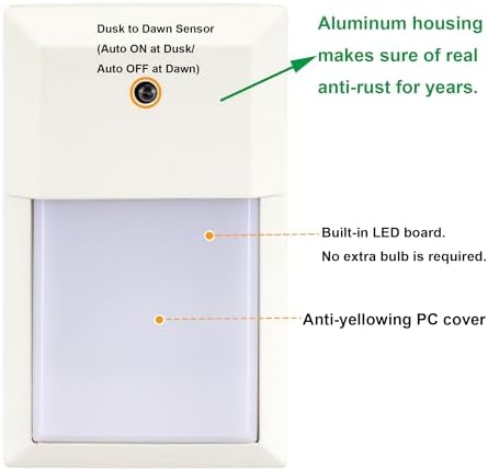 LIT-PaTH Outdoor Wall Light Fixture, Aluminum, LED 5000K, White, 2 Pack - Image 2