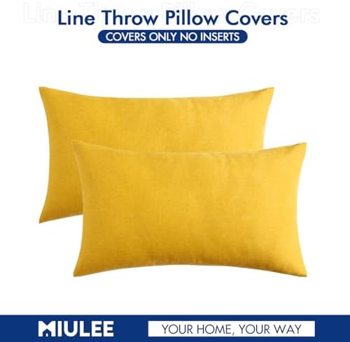 MIULEE Pack of 2 Decorative Outdoor Solid Waterproof Throw Pillow Covers polyester Garden Farmhouse Cushion Cases for Summer Patio Tent Balcony Couch Sofa 20x12 Inch Mustard Yellow - Image 6