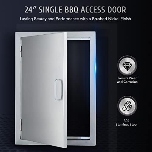 CO-Z Outdoor Kitchen Doors, Weatherproof 304 Stainless Steel Built in Single Access Doors for Outside Kitchen Commercial Grilling Grill BBQ Island Barbeque Station Storage Cabinet (17" x 24") - Image 3