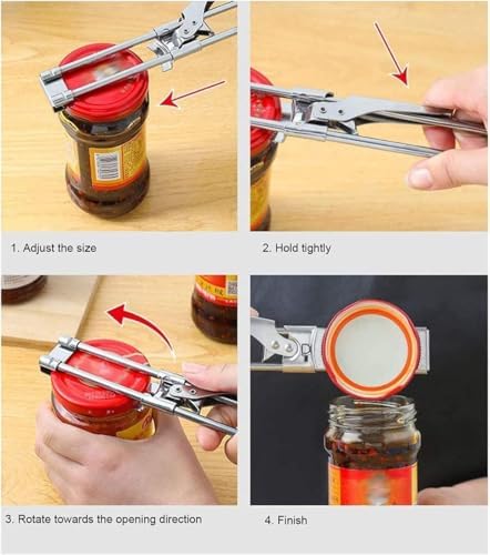 3PCS Master Jar & Bottle Opener, Adjustable Multifunctional Stainless Steel Can Opener Jar Lid Gripper, Manual,Kitchen Accessories - Image 2