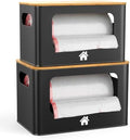 ALOCEO Metal Trash Bag Holder with Bamboo Lid - 13/30/33 Gallon Garbage Bag Dispenser - Under Sink Organizer - Laundry Room Organization - Stackable Bins for Pantry and Kitchen Storage - 2 Pack Black by ALOCEOWallHooksAdhesive