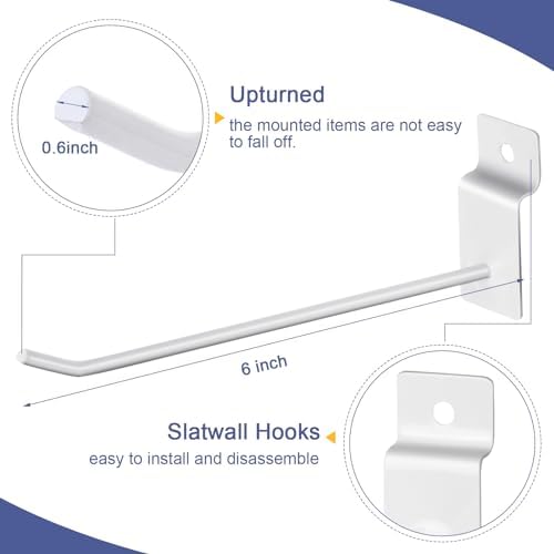 Tandefio 200 Pcs Slatwall Hooks 6 Inch Metal for Panel Display - Image 2