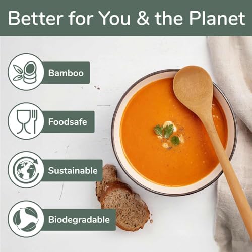 BambooMN 8" Reusable Bamboo Soup Spoon - 100 Units - Image 3
