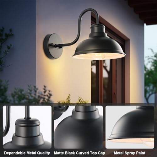 12" Barn Light Outdoor Wall Lights 2 Pack Large Exterior Lighting Fixtures - Image 5