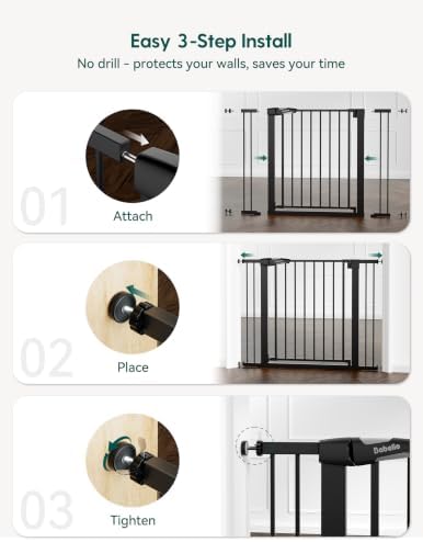 Babelio 36-57" Extra Wide Baby Gate for Stairs No Drilling, PressGuard - Image 5