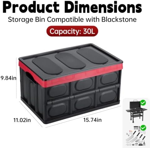Storage Bin Compatible with Blackstone, Collapsible Storage Bins with Lid - Image 6
