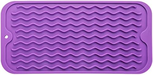 MicoYang Silicone Dish Drying Mat for Multiple Usage,Easy clean,Eco-friendly,Heat-resistant Silicone Mat for Kitchen Counter or Sink,Refrigerator or Drawer Liner Purple S 12 inches x 6 inches by MicoYang