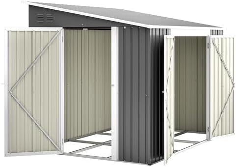 Thanaddo 6x8FT Lean to Shed Metal Outdoor Storage Sheds with Floor Frame,Large Tool&Lawn Mower Shed with Two Lockable Doors for Garden Backyard Patio Storage,Outside Waterproof Storage Shed by Thanaddo