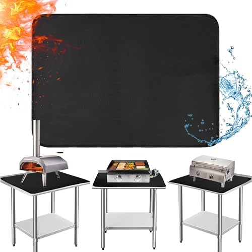Heat Resistant Mats for Countertop fits Tabletop Grill, 36x24x0.04in, Black by Amerbro
