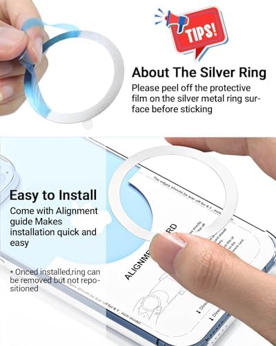 KALAPOP Magnetic Wireless Charging Magsafe Ring-6 PCS,Ultra-Thin(0.4mm) Magsafe Sticker,Compatible with iPhone 18 pro/17/Air/16/15/14/13,Samsung Galaxy,Google Pixel,Magsafe Accessories-3Black&3Silver - Image 2