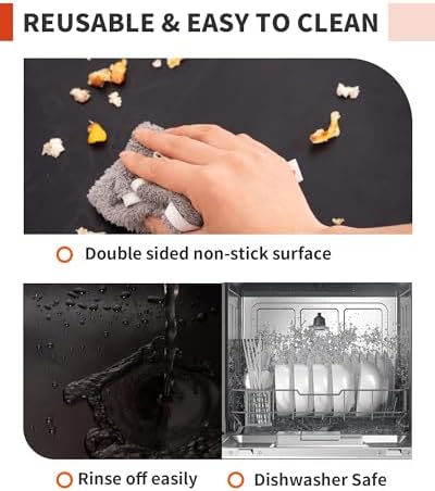 5 Pack Oven Liners for Bottom of Oven, 17x25" Large Heavy Duty Non-Stick Reusable Oven Mat for Electric, Gas, Toaster & Convection Ovens - BPA & PFOA Free, Dishwasher Safe, Kitchen Essentials, Black - Image 4