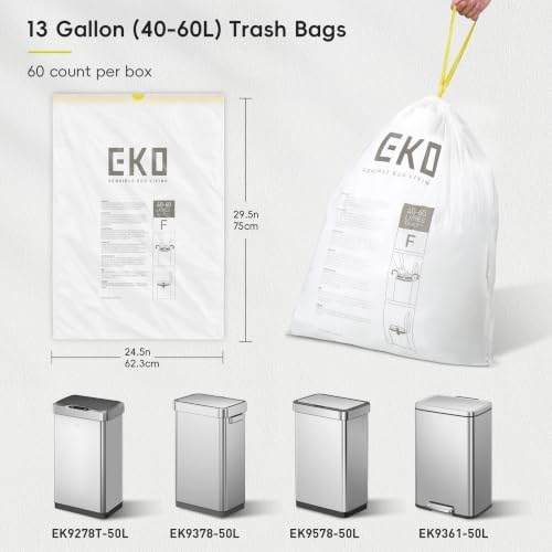 EKO Ultra-Strong Extra-Tall 13 Gallon Kitchen Trash Bags, Floral, 60 Ct - Image 5
