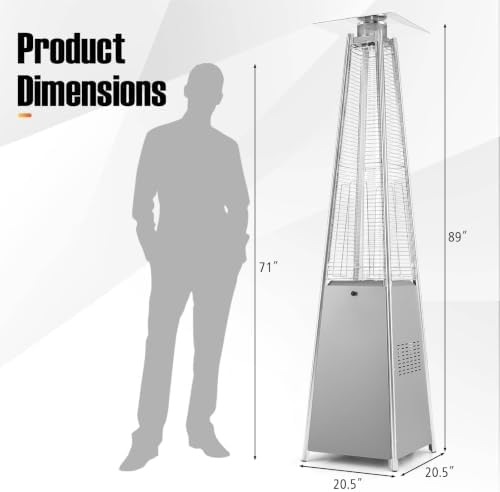 Tangkula 45000 BTU Pyramid Patio Heater with Wheels & Zippered Cover - Image 5