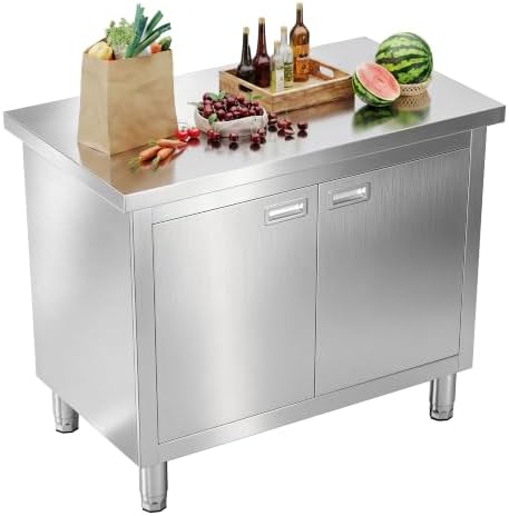 SPECRAFT 24x36 Inch Stainless Steel Work Table with Double Doors by SPECRAFT