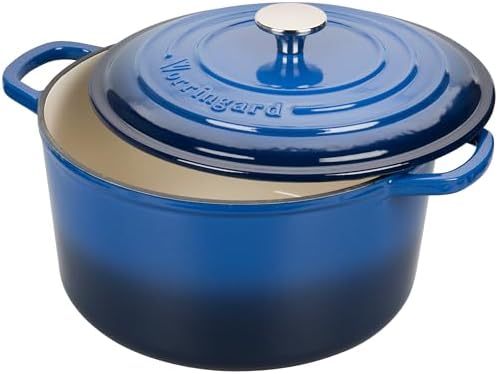 VORRINGARD Enameled Cast Iron Dutch Oven Pot with Lid, for Sourdough Bread Baking, Round Dutch Ovens, 4.5 Quart, Blue - Image 4