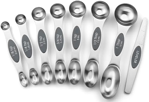Spring Chef Stainless Steel Magnetic Measuring Spoons Set of 8, Gray by SpringChef