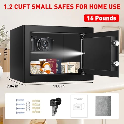 1.2 Cub Small Fireproof Safe for Home, Personal Fire Safe Box with Digital Keypad Key and Removable Shelf, Small Security Box for Money Firearm Medicine Valuables - Image 7