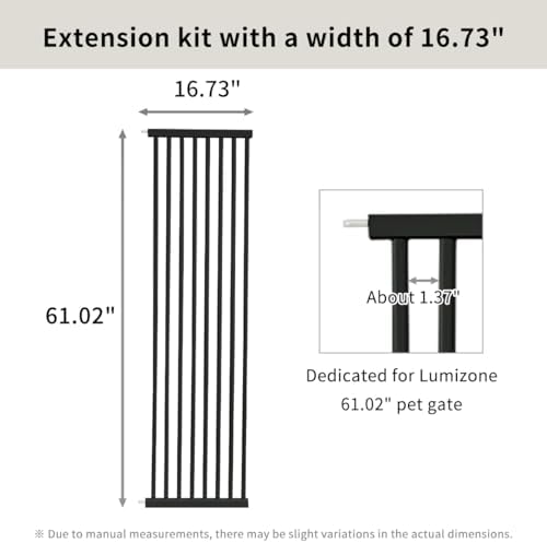 Lumizone Extra Tall Cat Gate Extension Kit 61.02" High 16.73" Wide Black - Image 3