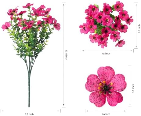 Daisy Artificial Flowers for Outdoors Decor, 12 Bundles Faux Daisy with Eucalyptus Fake Plants Greenery UV Resistant Look Real Colorful Faux Flowers for Outside Planter Porch Patio Gardens, Hotpink - Image 5