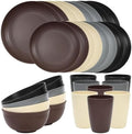 Quatish 32 Piece Plates and Bowl Set for 8, Dinnerware Dish Set for Kitchen by Quatish