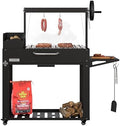 KoolMore 54 in. Charcoal BBQ Grill, Santa Maria Argentine Outdoor Grill with Interchangeable V Grates, Large Barbecue Grill for Outdoor Cooking, Black by KoolMore