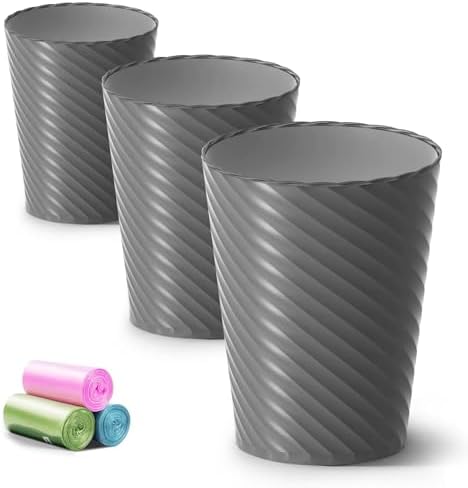 Lysam Bathroom Trash Can 3 Pack, 1.8 Gallon Small Trash Can with Trash Bags by Lysam
