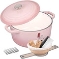 VORRINGARD Enameled Cast Iron Dutch Oven Pot with Lid, for Bread Baking, Round Bread Oven- include Sourdough Bread Baking Supplies set, 4.5QT, Pink by Unknown