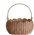Scalloped Round Basket with Handle, Large Wicker Picnic Basket,Super Garden Harvest Basket for Gathering Vegetables Flowers Fruits, Hand Woven Basket for Shelves(Rattan(12.6 * 9 * 6.1)) by Unknown