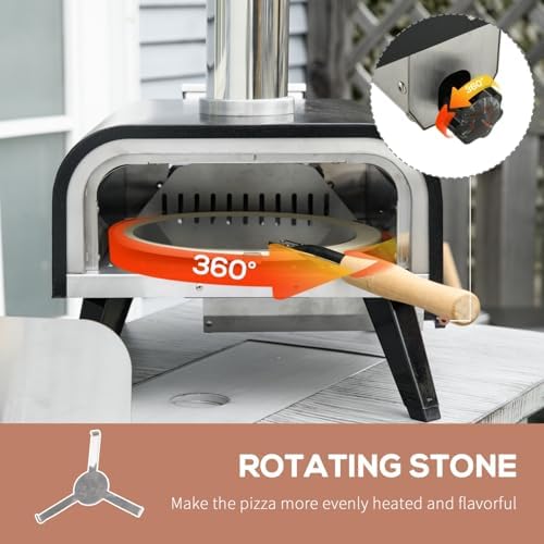Geelife Outdoor Pizza Oven with 12" Rotating Stone - Steel Black - Better Pizza - Outdoor Kitchen, Backyard - Portable Weather-Resistant - Image 5