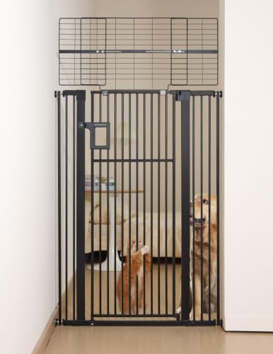 No Pawblems 71" Extra Tall Pet Gate, 29"-43" Wide Pressure Mounted, Black by NoPawblems