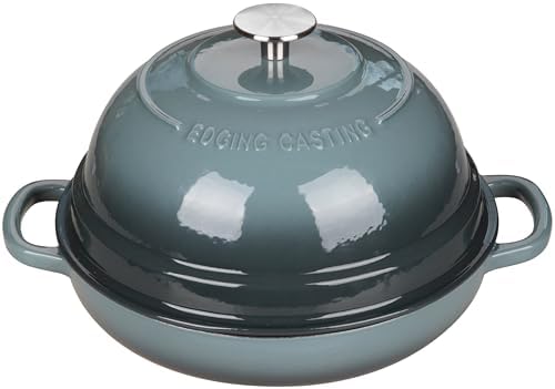 EDGING CASTING Enameled Cast Iron Dutch Oven Pot with Lid, Round Bread Oven for Homemade Sourdough Bread Baking, 6 Quart, Slateblue - Image 2