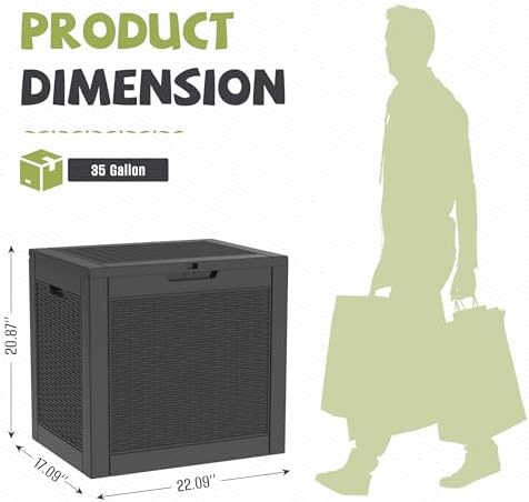PatioZen 35 Gallon Package Delivery Boxes for Outside, Lokable Secure Resin Package Delivery Box with Lid, Weatherproof and Anti-Theft Storage for Outdoor Front Door, Porch, Curbside, House (Black) - Image 2