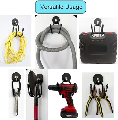 YYST Magnetic Power Drill Tool Organizer Holder,Magnetic Tool Holders,Garage Tool Storage Rack,2″ Opening Heavy Duty Large Garage Magnet Utility Hooks - No Power Drill –W Style (4) - Image 6