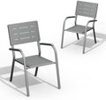 VINGLI Outdoor Patio Dining Chairs, Stackable HDPE All-Weather Arm Chairs, Weatherproof Outdoor Seating for Garden, Backyard, Poolside, Balcony,Grey (2 Pack) by VINGLI