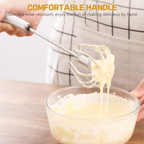 NileHome Stainless Steel Whisk Set 8" + 10" Semi-Automatic Rotary - Image 4