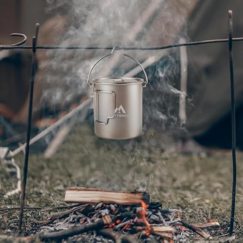 THTYBROS Titanium Cup Ultralight Camping Mug with Foldable Handle & Lid, Pure Titanium Cookware for Outdoor Hiking, Backpacking, Picnic, and Campfire - Image 7