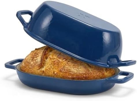 Northriver Casting Enameled Cast Iron Oval Dutch Oven for Bread Baking，12"x8" Bread Pot with Lid，Ideal for Sourdough, Artisan Loaves & Family Meals，5 Qt by NorthriverCasting