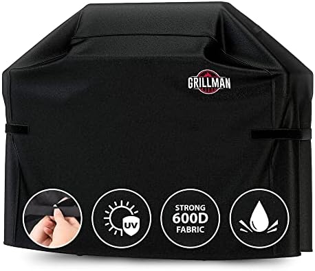 Grillman Premium Grill Cover for Outdoor Grill, BBQ Grill Cover 60 Inch- Rip-Proof, Waterproof, Top Heavy-Duty Large 60 Inch Grill Cover - Barbecue Cover & Gas Grill Covers (60"L x 28"W x 44"H, Black) by Grillman