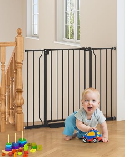 29"-45" Baby Gate, No Drilling Auto Close Dog Gate Indoor, Black by Cideny