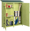 VINGLI Upgraded Outdoor Wooden Storage Shed, Extra Large Garden Shed Outside Tool Cabinet with 2 Safety Latches, Patio Storage Organizer for Garden Yard Lawn Equipment, Light Green by VINGLI