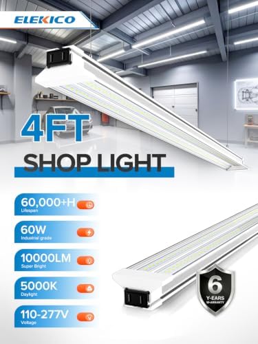 Upgrade Super Bright 6 Pack 60W LED Shop Lights 4FT 9000LM 5000K for Shop - Image 2