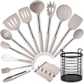 HOTEC Silicone Kitchen Cooking Utensils Set, 14pcs Khaki by Hotec