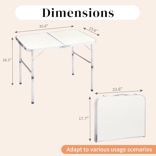 Aluminum Folding Camping Table, Folding Table (White, 3FT) - Image 3