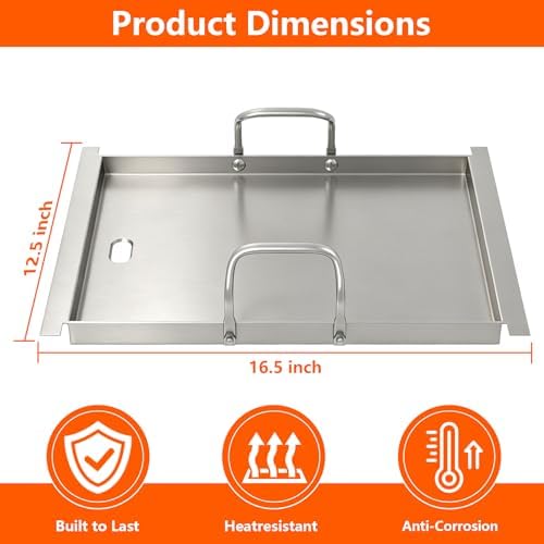 Half-Size Stainless Steel Flat Top Griddle Insert for Captiva Designs GR001 - Image 2