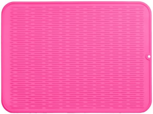 MicoYang Silicone Dish Drying Mat for Multiple Usage,Easy clean,Eco-friendly,Heat-resistant Silicone Mat for Kitchen Counter or Sink,Refrigerator or Drawer Liner Rose 2XL 24 inches x 18 inches by MicoYang